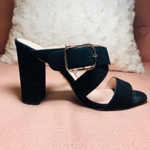 Kate Spade Buckle Mule Sandals (Black)- Like New